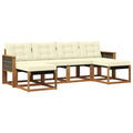 Outdoor-Sofagarnitur mit Kissen 6 pcs Natur und Creme