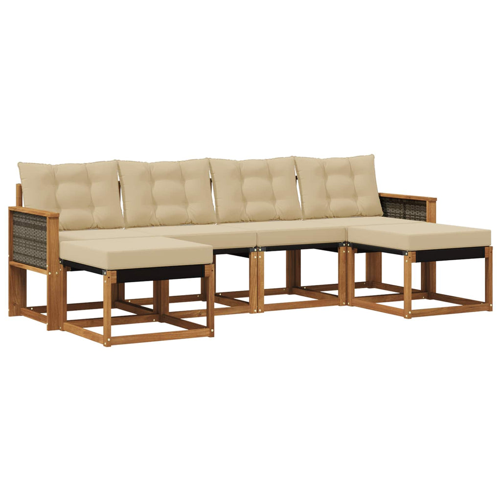 Outdoor-Sofagarnitur mit Kissen 6 pcs Natur und Beige