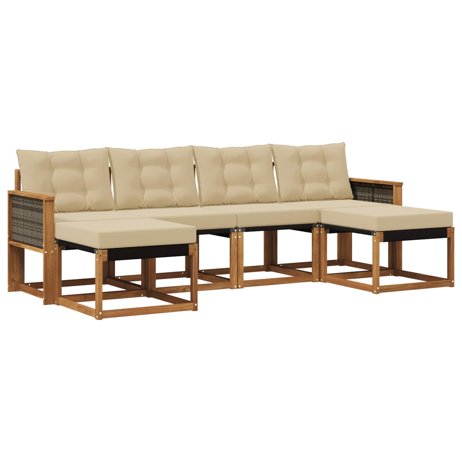 Outdoor-Sofagarnitur mit Kissen 6 pcs Natur und Beige