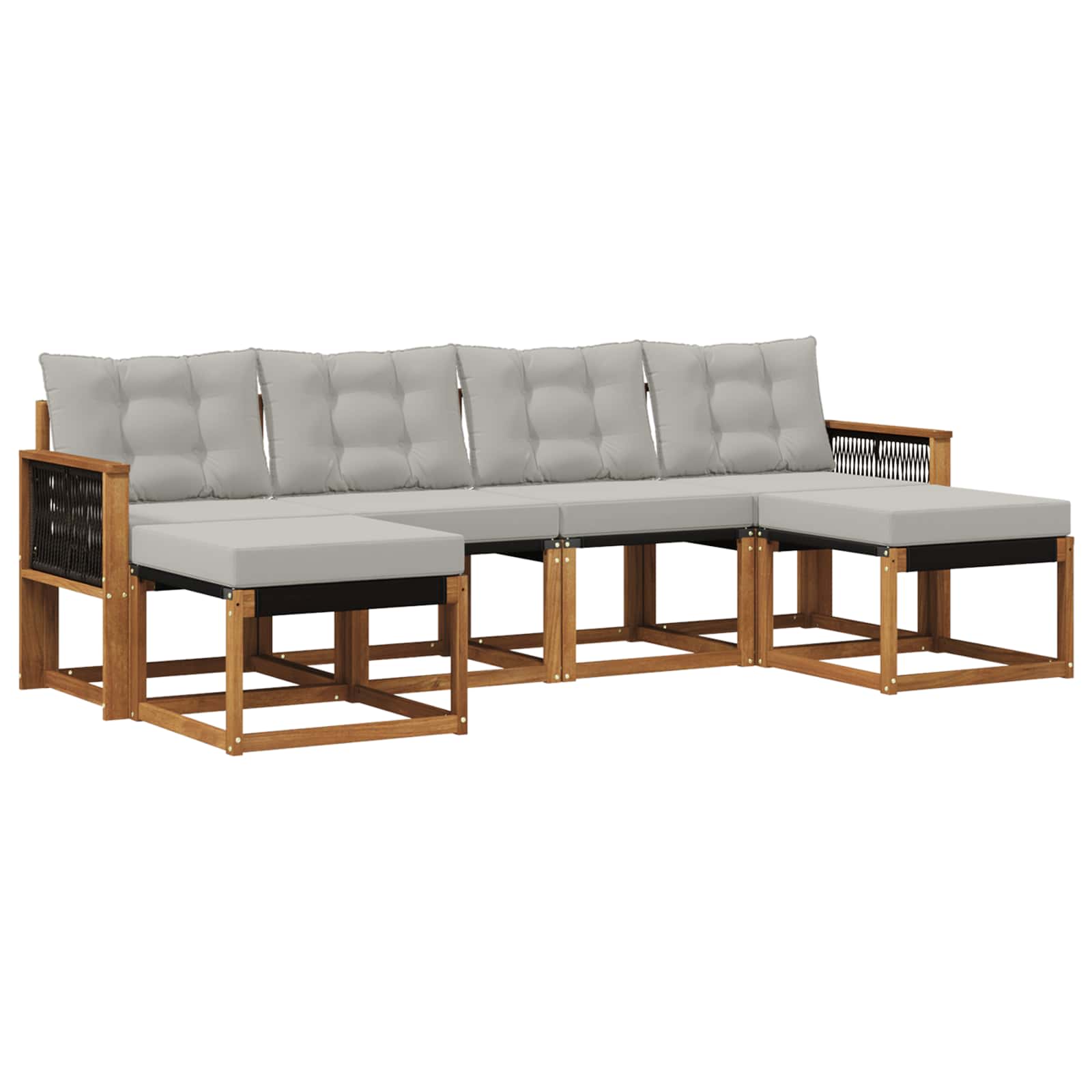 Outdoor-Sofagarnitur mit Kissen 6 pcs Natürlich und Hellgrau