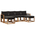Outdoor-Sofagarnitur mit Kissen 6 pcs Natürlich und Schwarz
