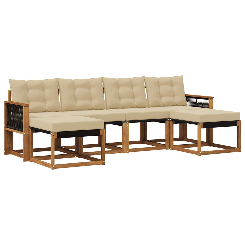 Outdoor-Sofagarnitur mit Kissen 6 pcs Natur und Beige