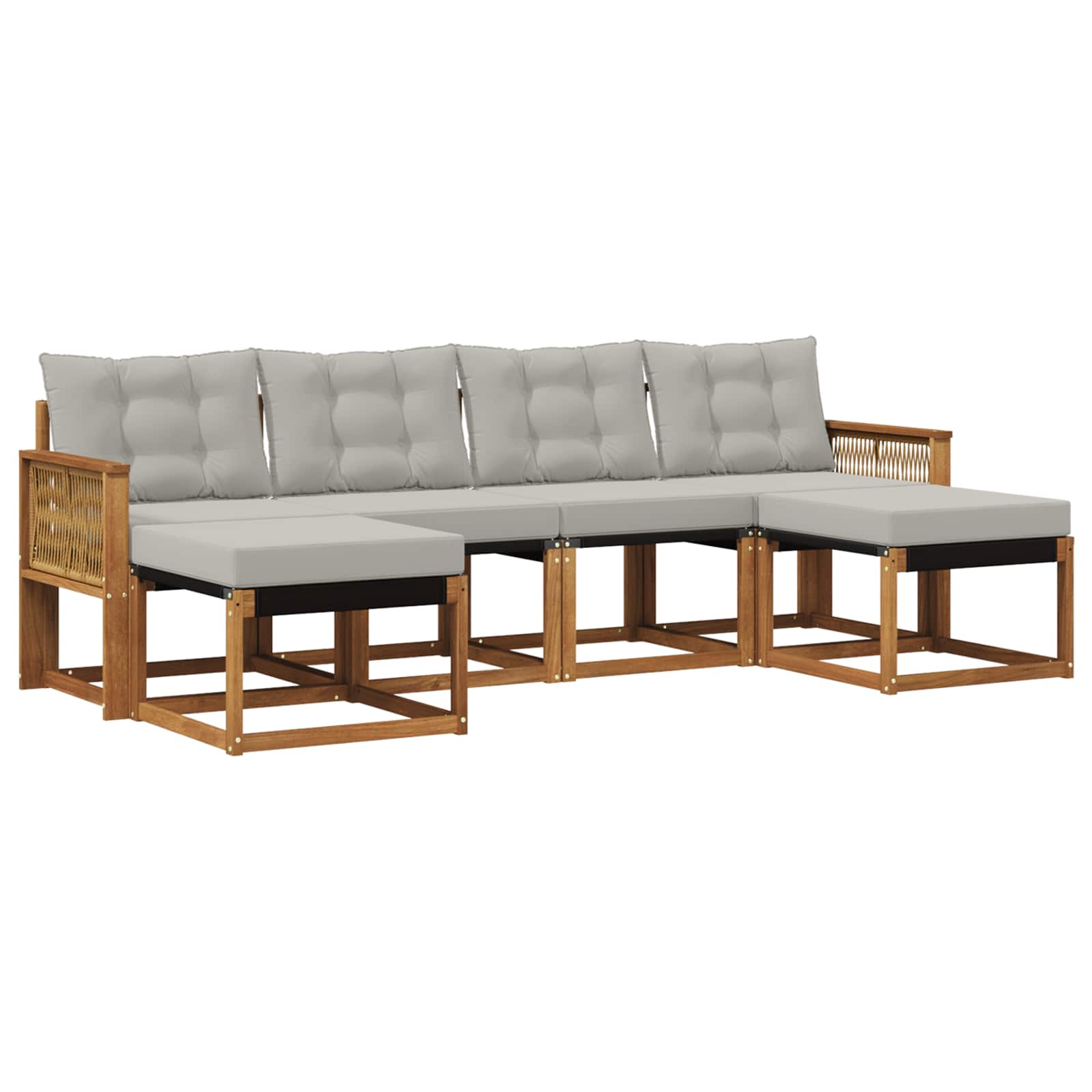 Outdoor-Sofagarnitur mit Kissen 6 pcs Natürlich und Hellgrau