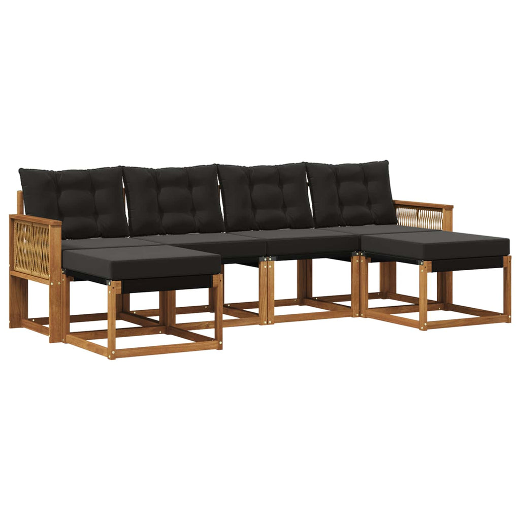 Outdoor-Sofagarnitur mit Kissen 6 pcs Natürlich und Schwarz