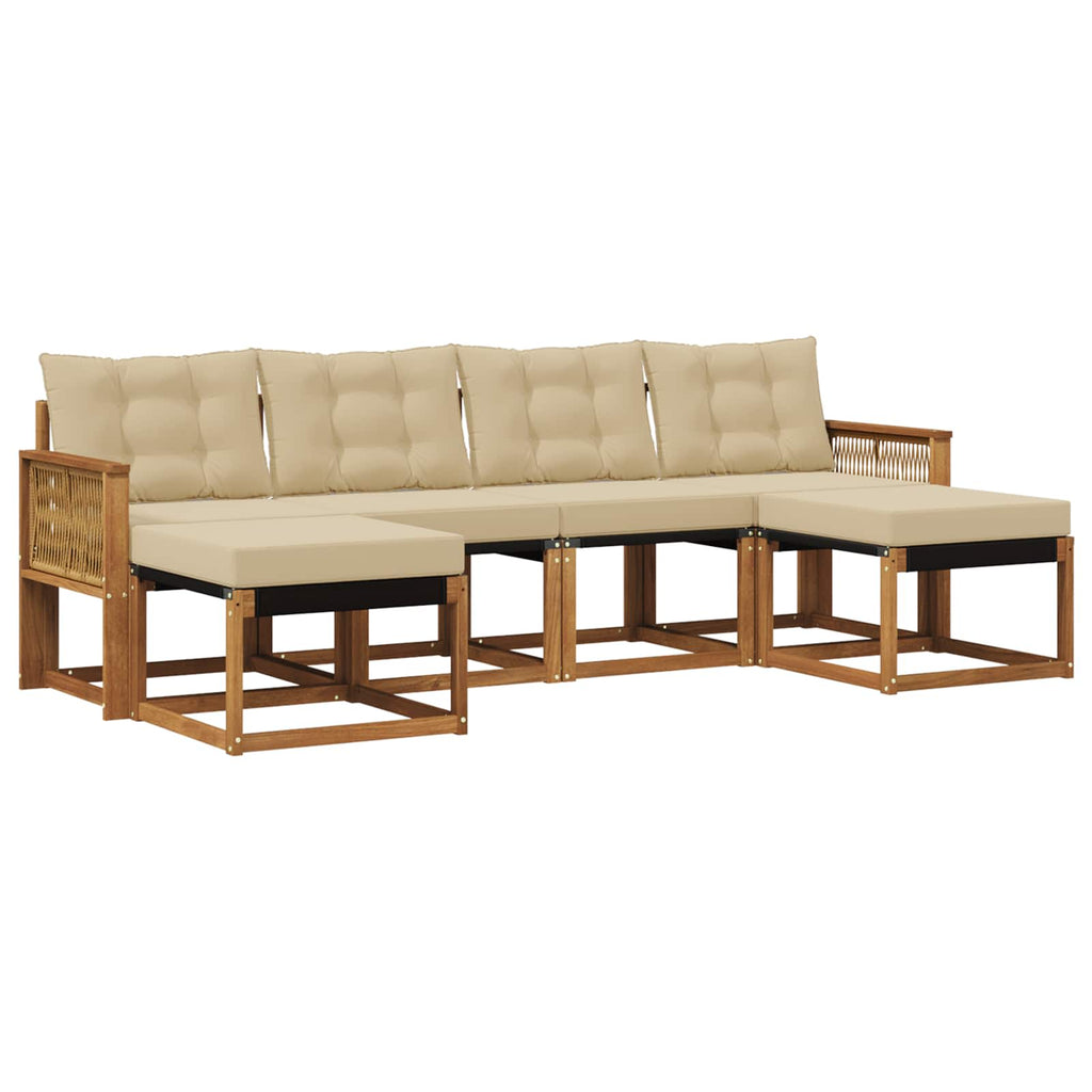 Outdoor-Sofagarnitur mit Kissen 6 pcs Natur und Beige