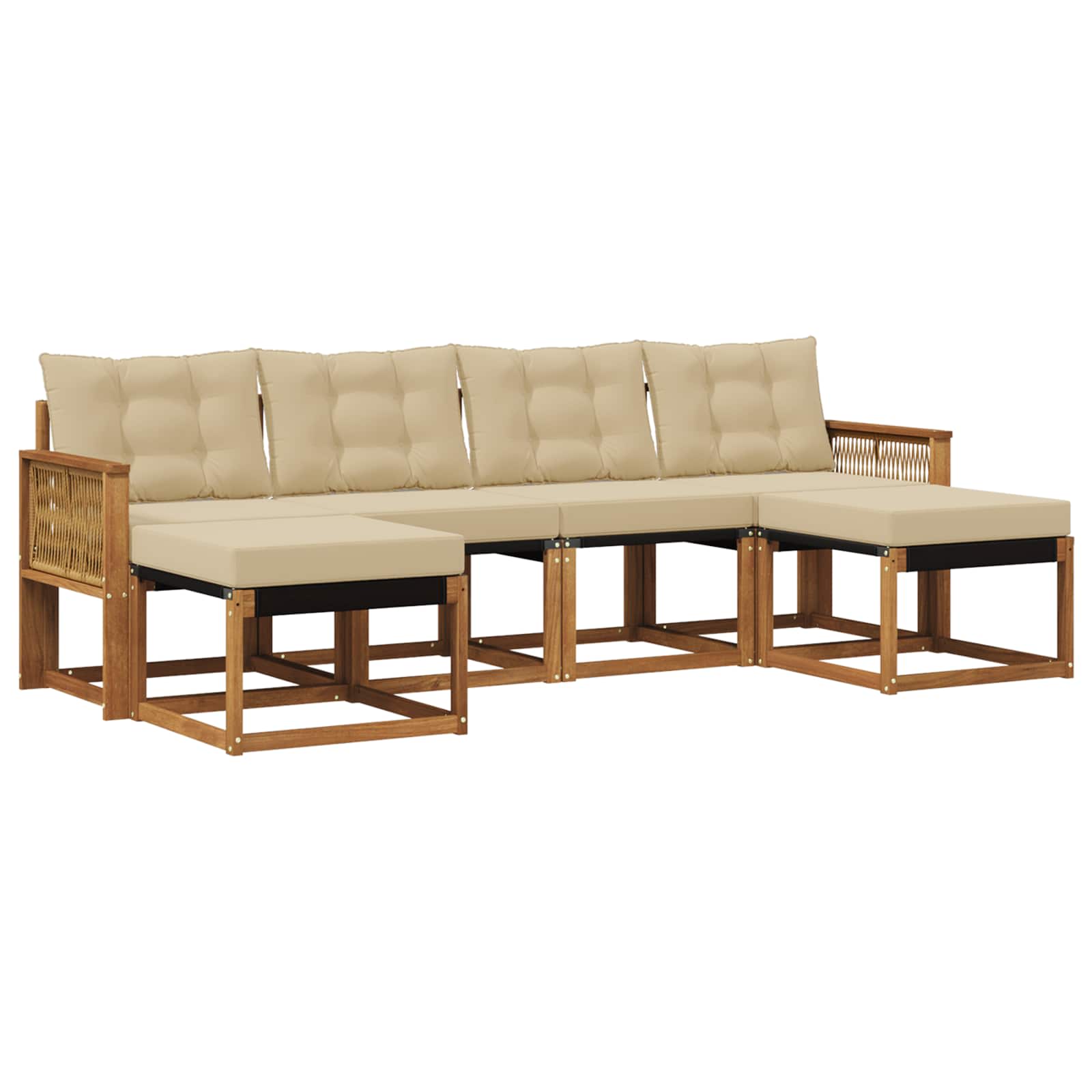 Outdoor-Sofagarnitur mit Kissen 6 pcs Natur und Beige