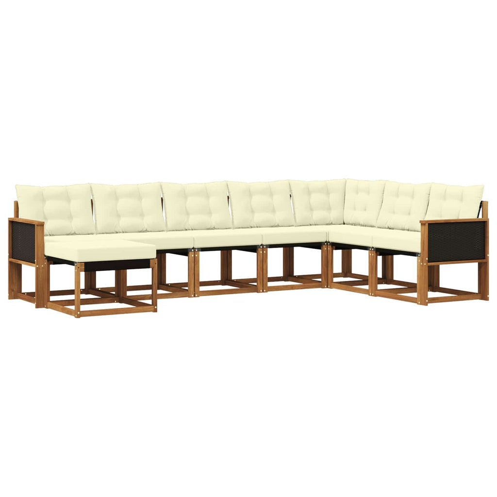 Outdoor-Sofagarnitur mit Kissen 8 pcs Natur und Creme