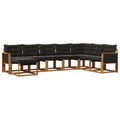 Outdoor-Sofagarnitur mit Kissen 8 pcs Natürlich und Schwarz