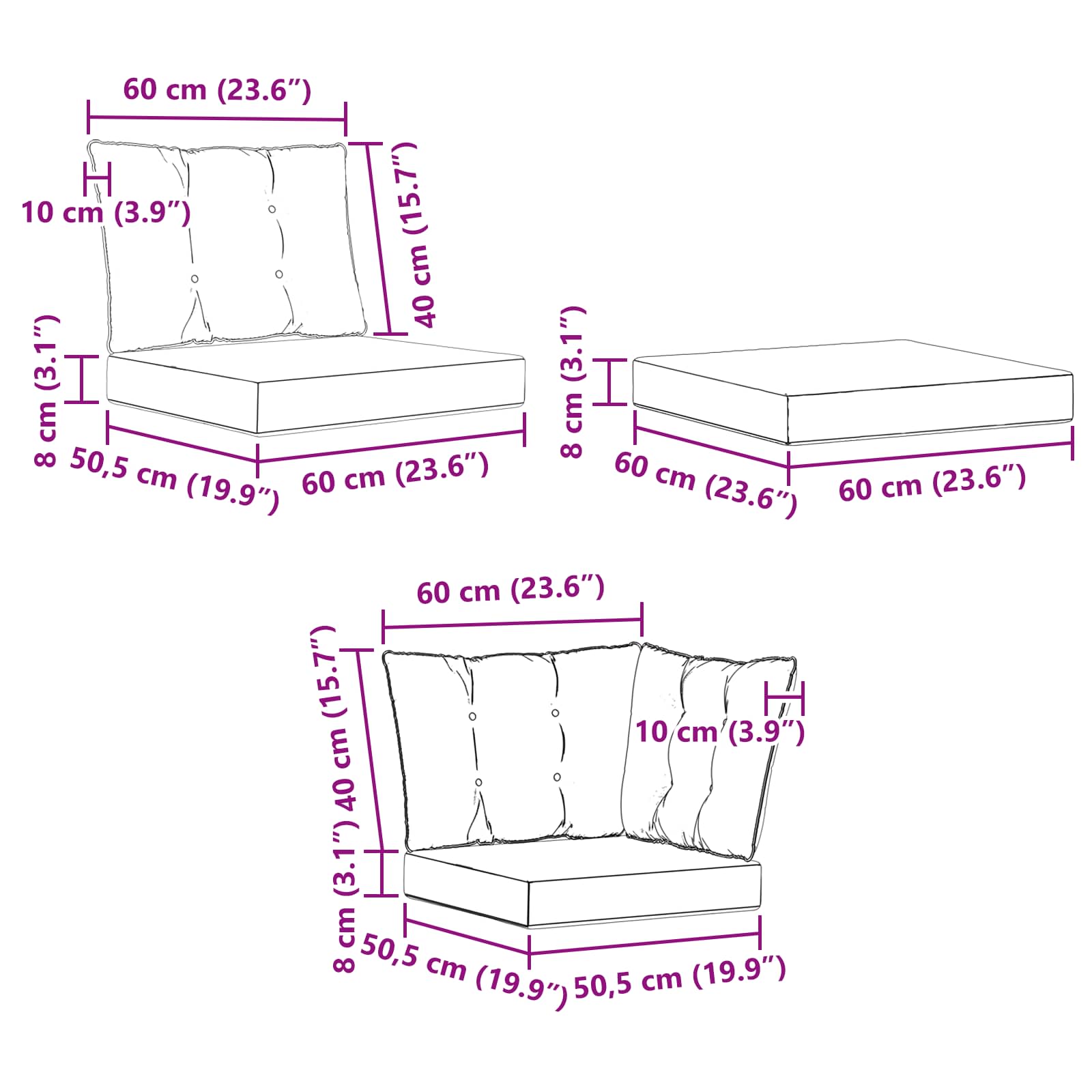 Outdoor-Sofagarnitur mit Kissen 8 pcs Natur und Beige