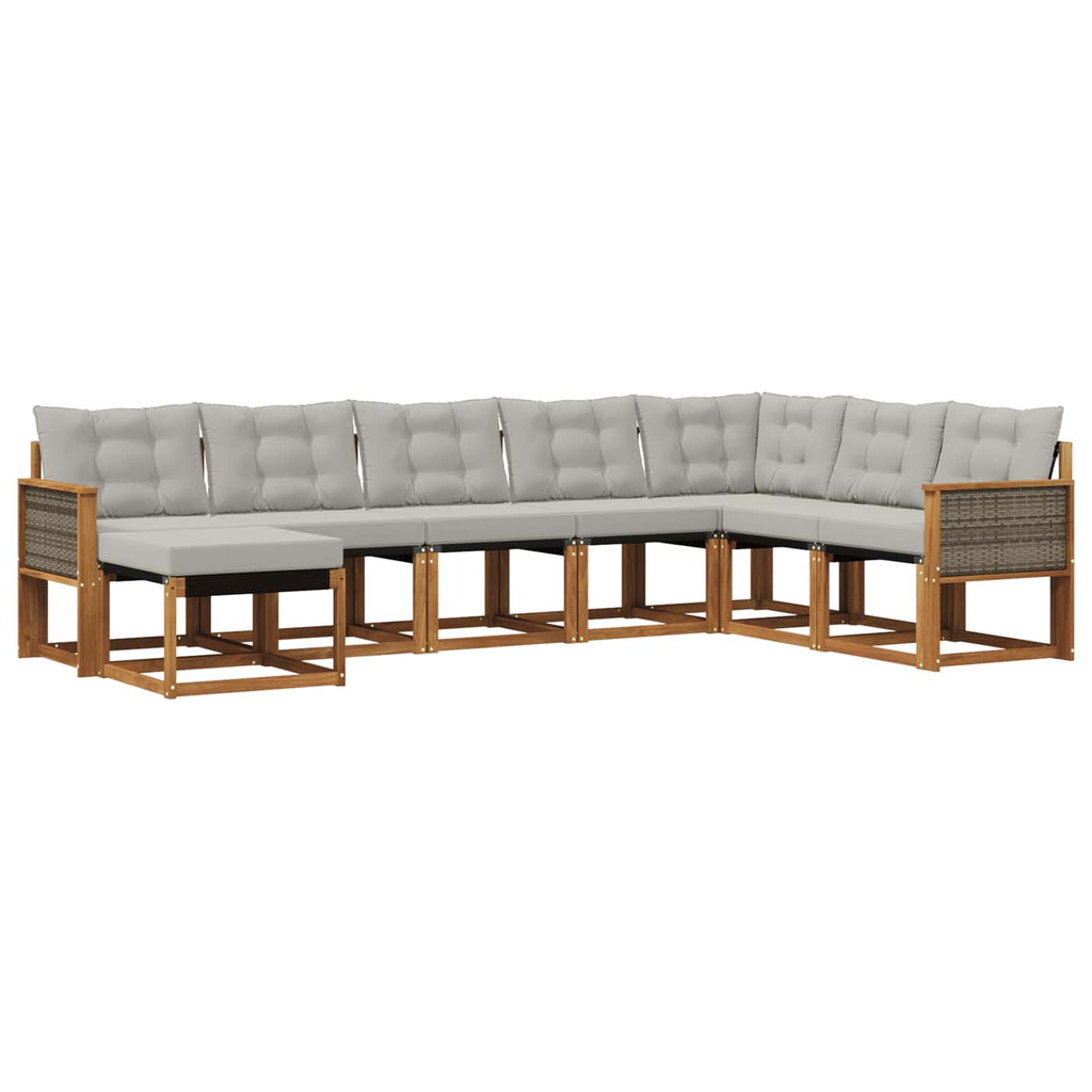 Outdoor-Sofagarnitur mit Kissen 8 pcs Natur und Hellgrau