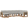Outdoor-Sofagarnitur mit Kissen 8 pcs Natur und Hellgrau