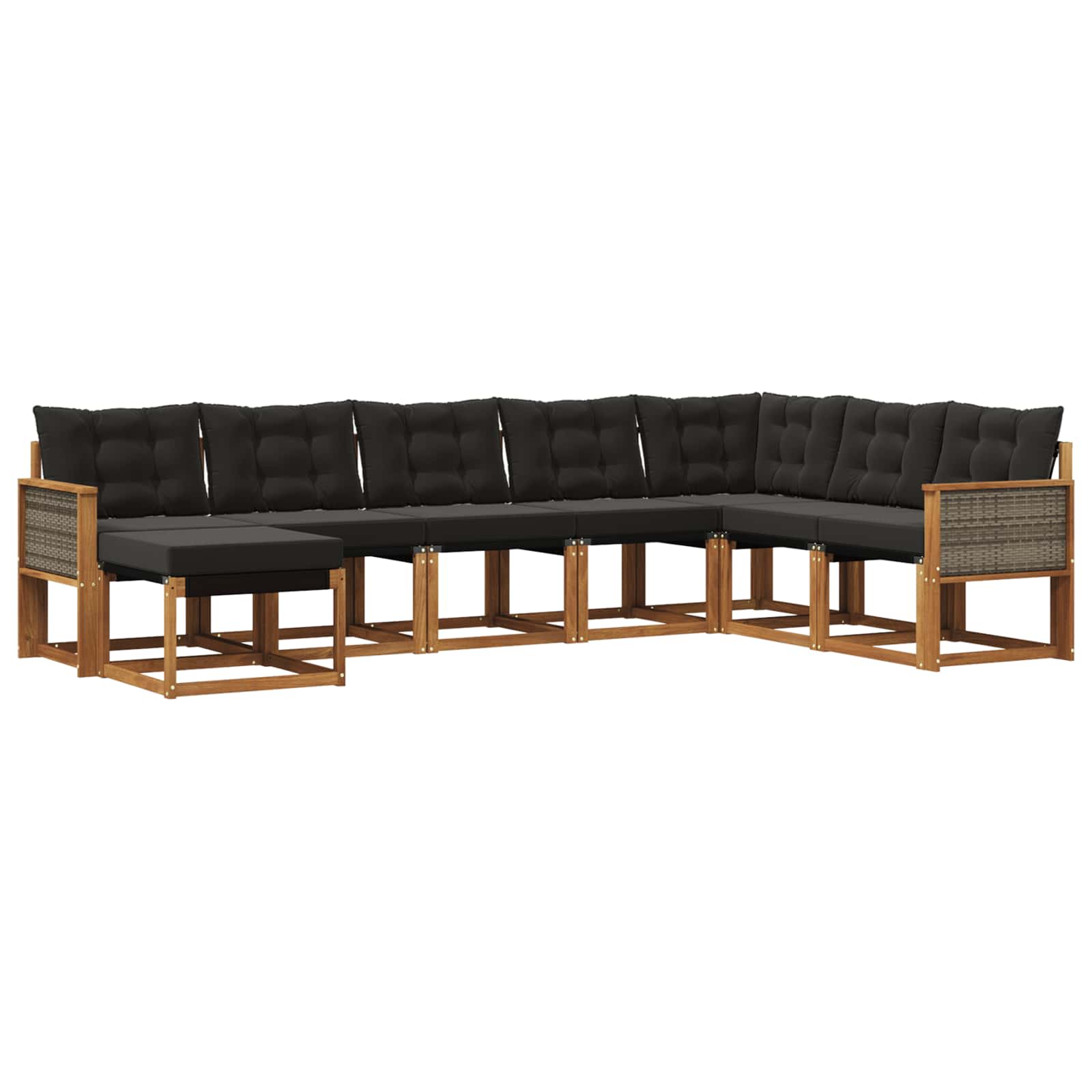 Outdoor-Sofagarnitur mit Kissen 8 pcs Natürlich und Schwarz