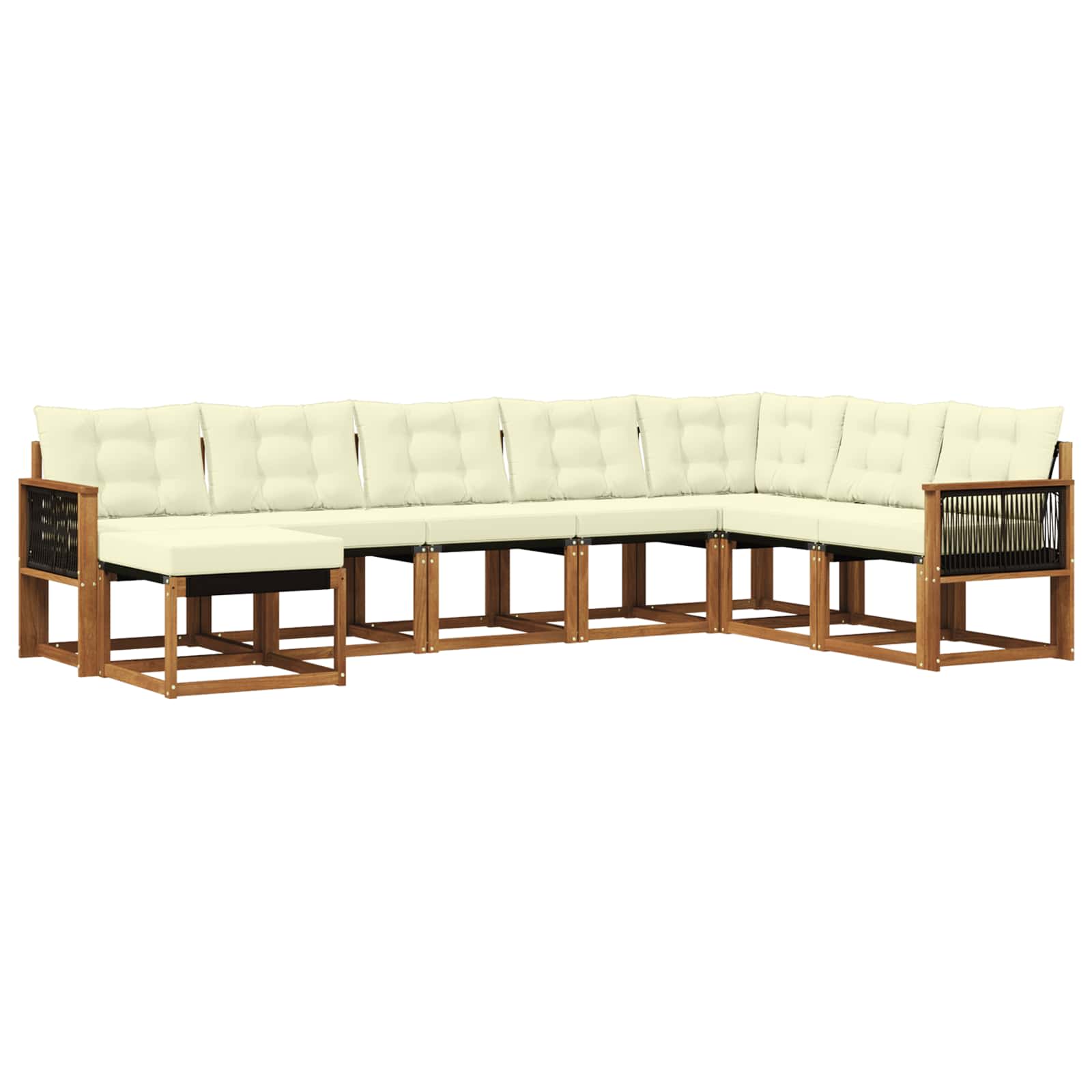 Outdoor-Sofagarnitur mit Kissen 8 pcs Natur und Creme