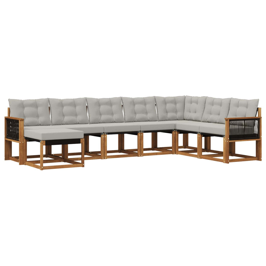 Outdoor-Sofagarnitur mit Kissen 8 pcs Natur und Hellgrau