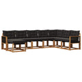 Outdoor-Sofagarnitur mit Kissen 8 pcs Natürlich und Schwarz