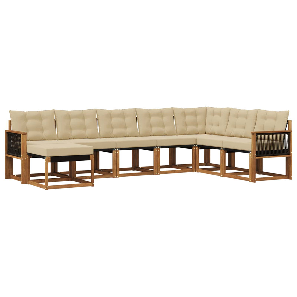 Outdoor-Sofagarnitur mit Kissen 8 pcs Natur und Beige