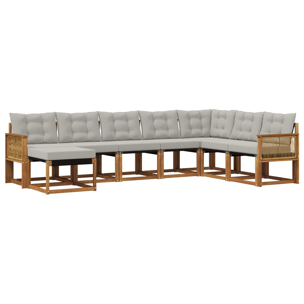 Outdoor-Sofagarnitur 8 pcs Natürlich und Hellgrau
