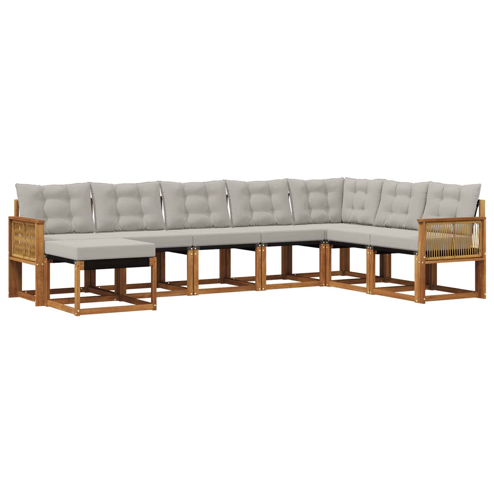 Outdoor-Sofagarnitur 8 pcs Natürlich und Hellgrau