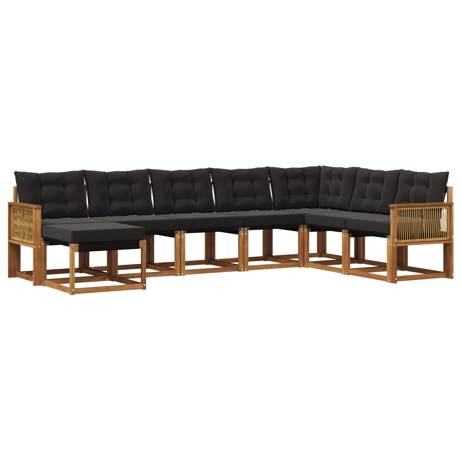 Outdoor-Sofagarnitur 8 pcs Natürlich und Schwarz