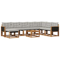 Outdoor-Sofagarnitur mit Kissen 9 pcs Natur und Hellgrau