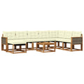 Outdoor-Sofagarnitur mit Kissen 9 pcs Natur und Creme