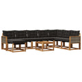 Outdoor-Sofagarnitur mit Kissen 9 pcs Natürlich und Schwarz