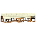 Outdoor-Sofagarnitur mit Kissen 9 pcs Natur und Creme