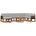 Outdoor-Sofagarnitur mit Kissen 9 pcs Natur und Hellgrau