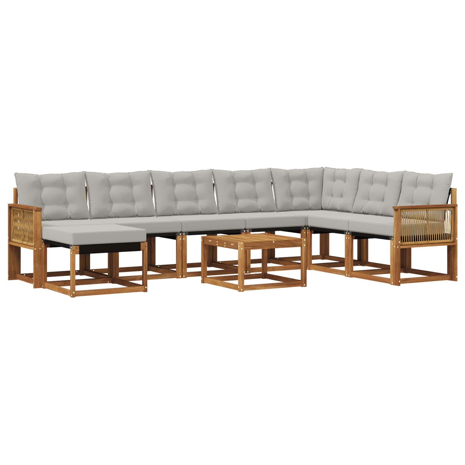 Outdoor-Sofagarnitur 9 pcs Natürlich und Hellgrau