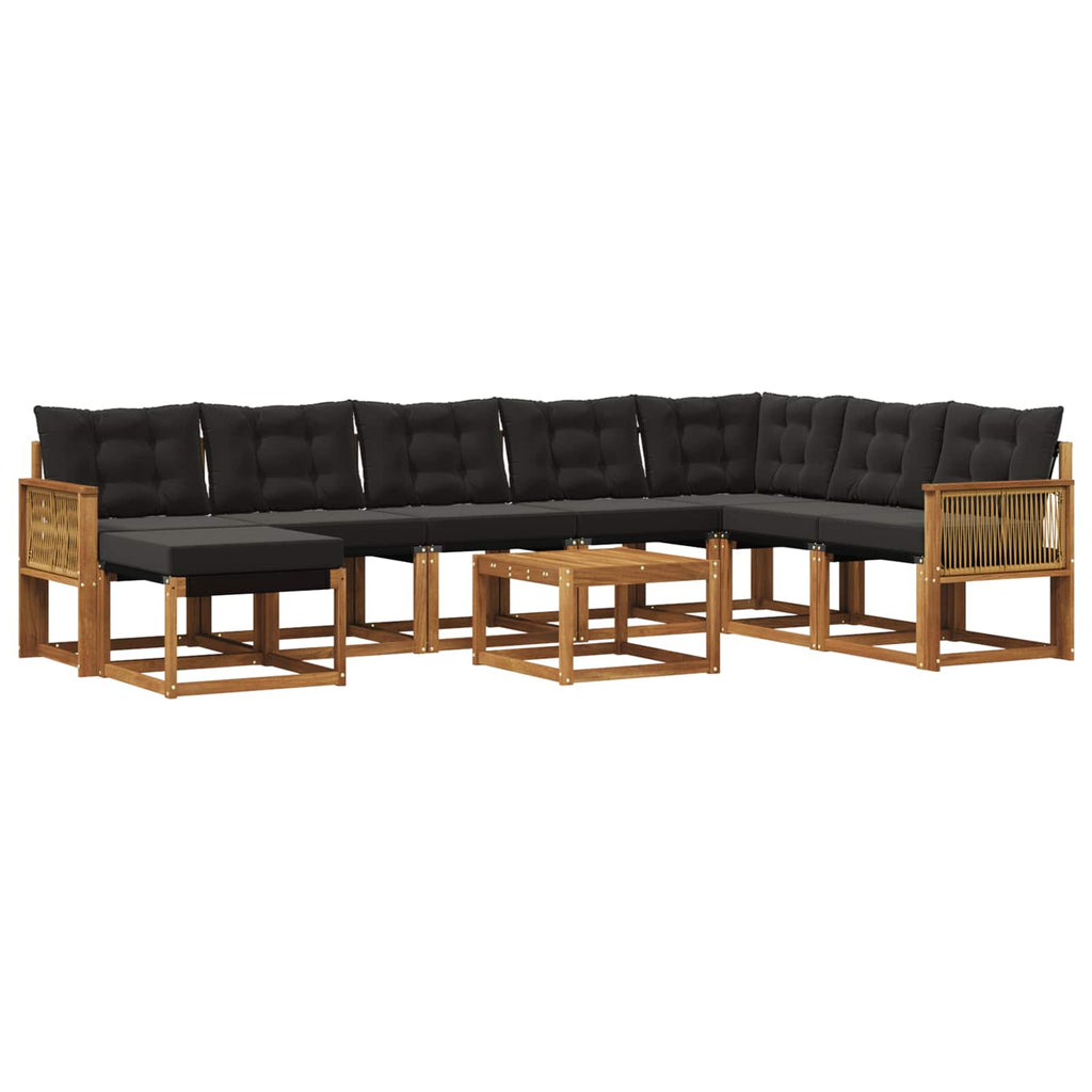 Outdoor-Sofagarnitur 9 pcs Natürlich und Schwarz