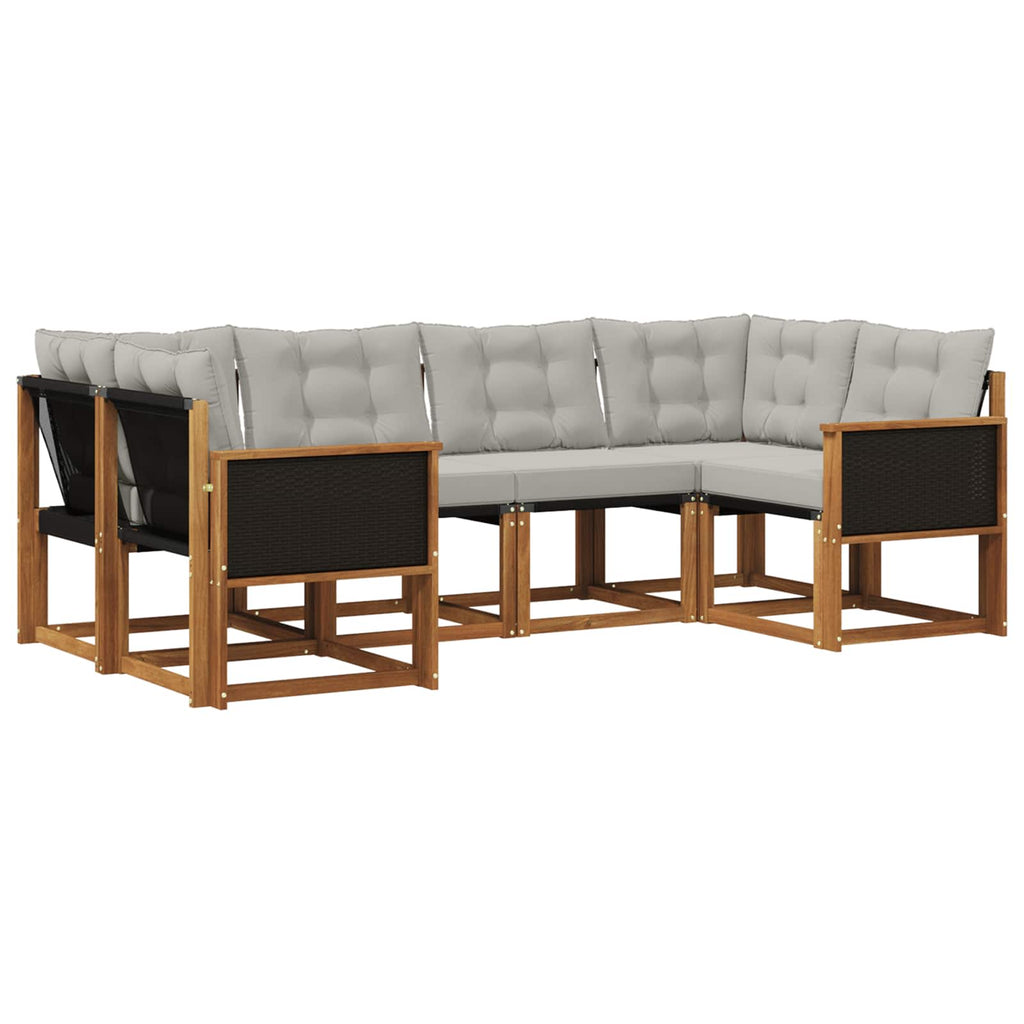Outdoor-Sofagarnitur 6 pcs Natur und Hellgrau