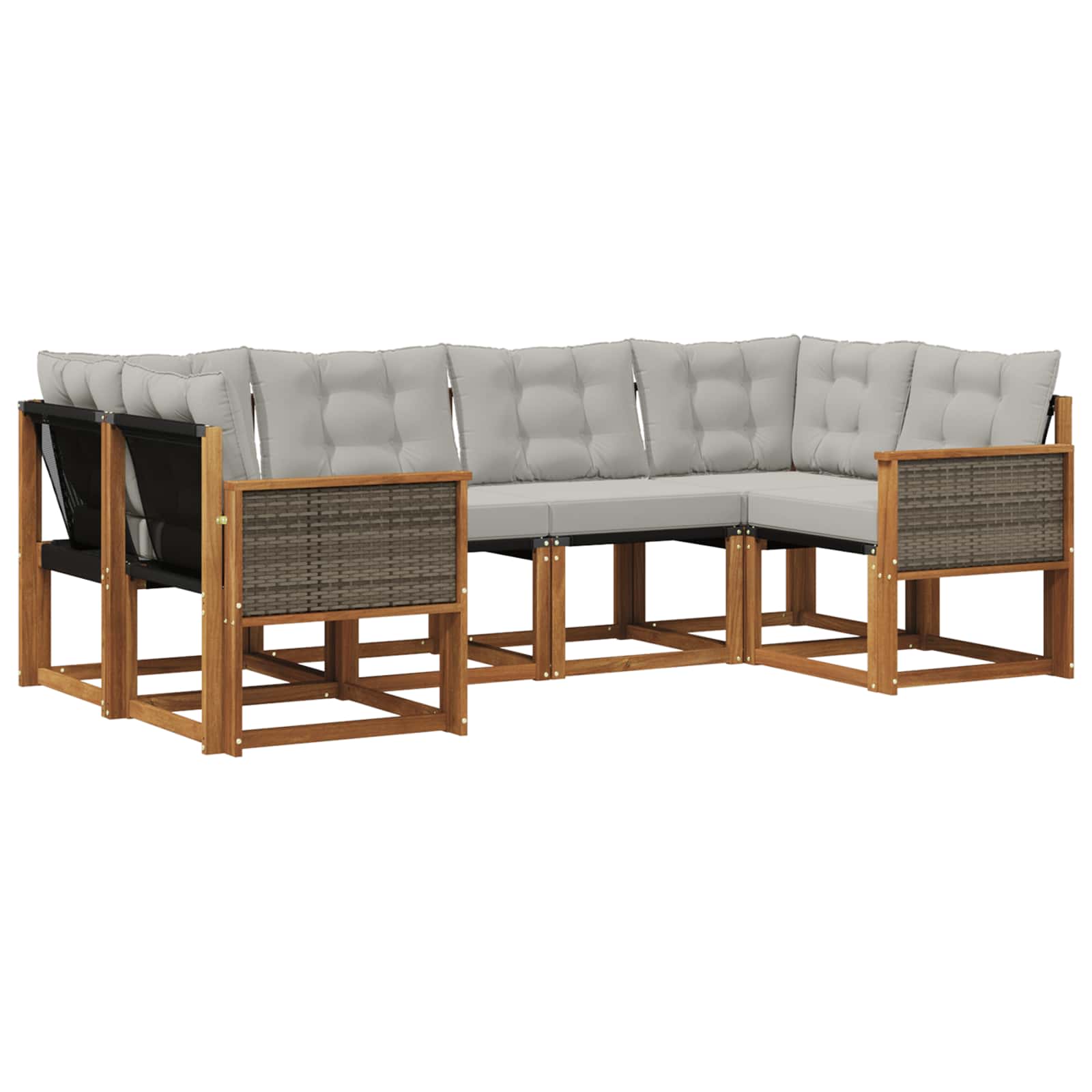 Outdoor-Sofagarnitur 6 pcs Natur und Hellgrau