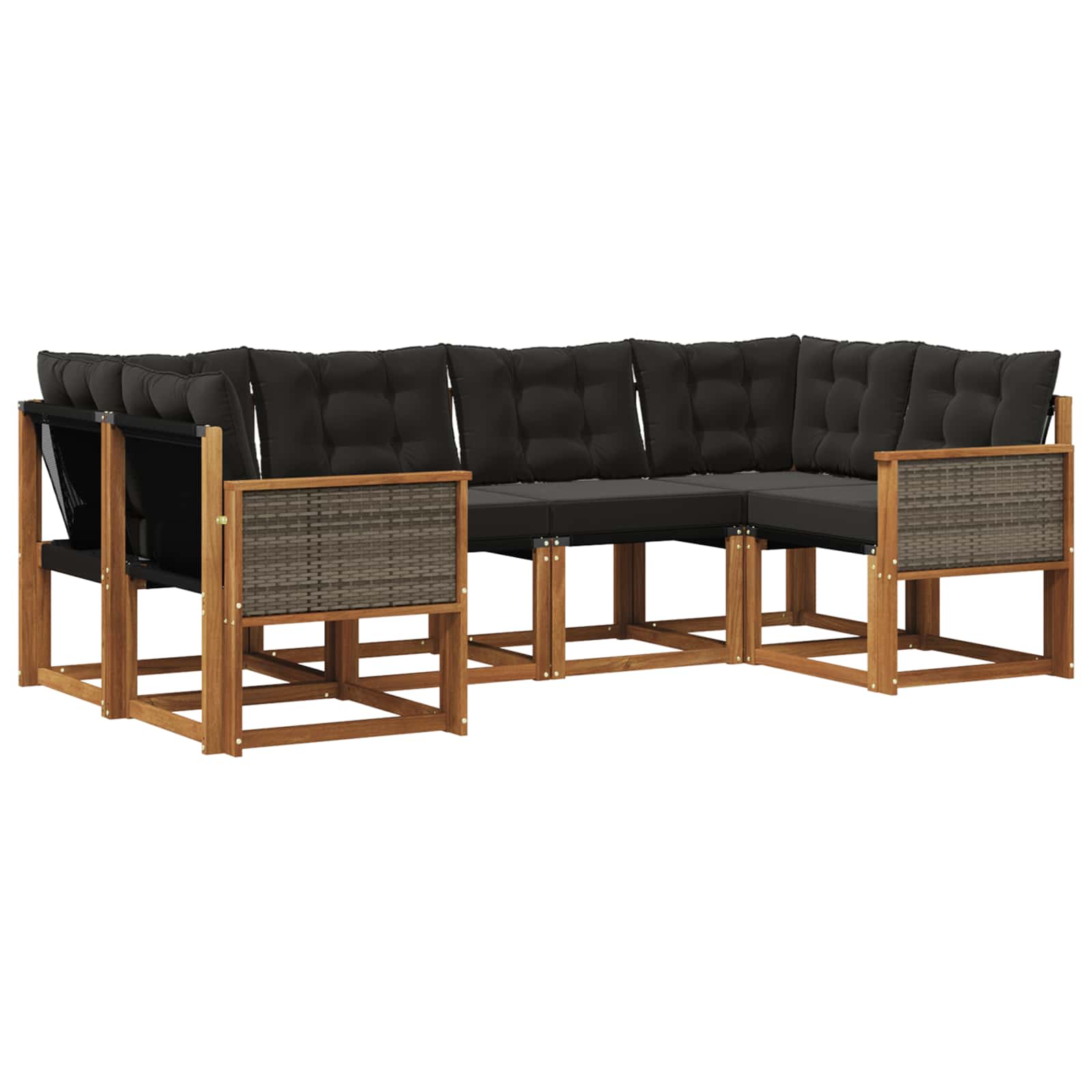 Outdoor-Sofagarnitur mit Kissen 6 pcs Natürlich und Schwarz