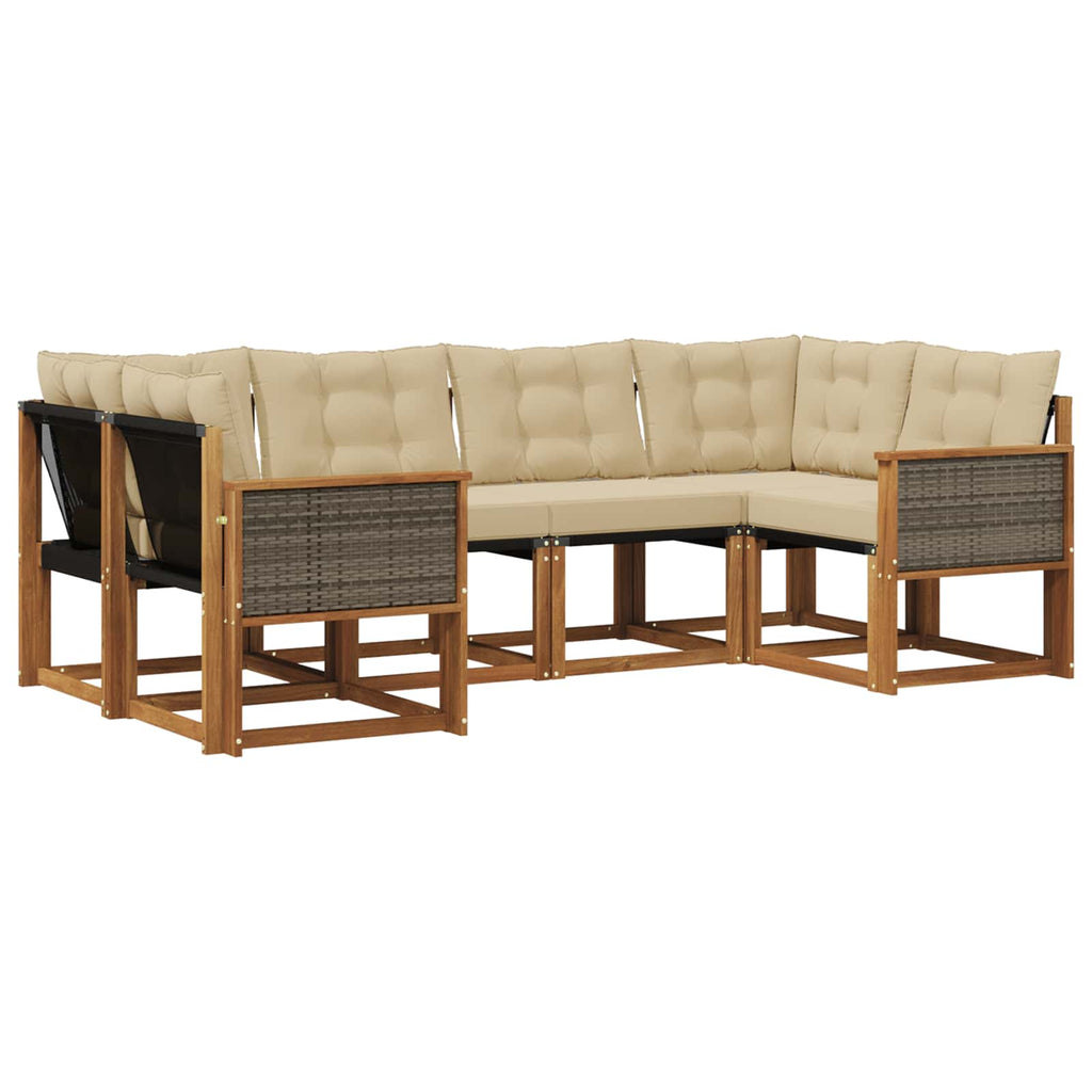 Outdoor-Sofagarnitur mit Kissen 6 pcs Natur und Beige