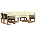 Outdoor-Sofagarnitur mit Kissen 6 pcs Natur und Creme