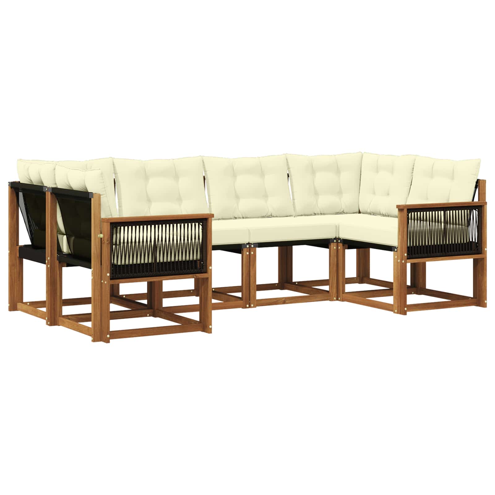 Outdoor-Sofagarnitur mit Kissen 6 pcs Natur und Creme
