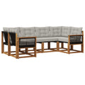 Outdoor-Sofagarnitur mit Kissen 6 pcs Natur und Hellgrau