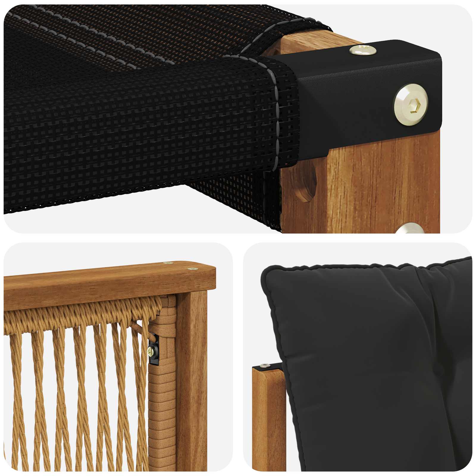 Outdoor-Sofagarnitur 6 pcs Natürlich und Schwarz