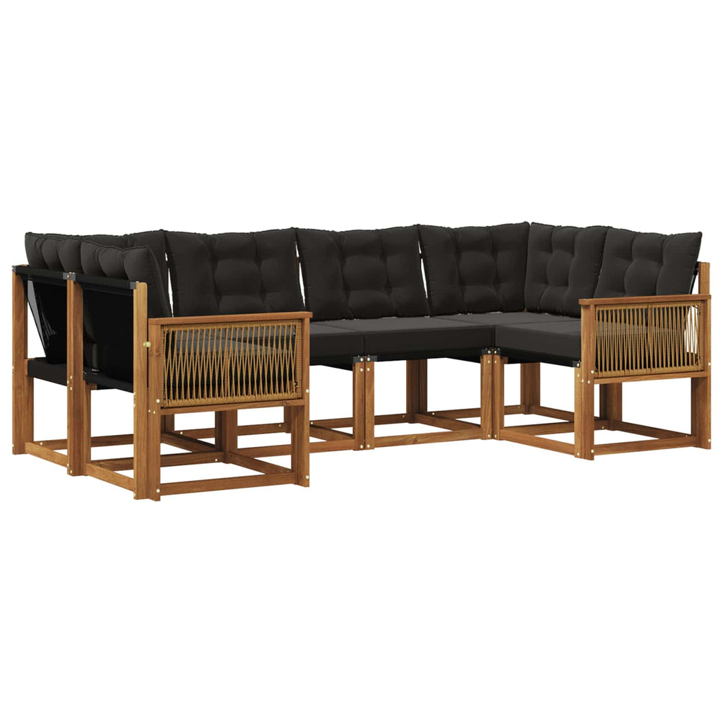 Outdoor-Sofagarnitur 6 pcs Natürlich und Schwarz