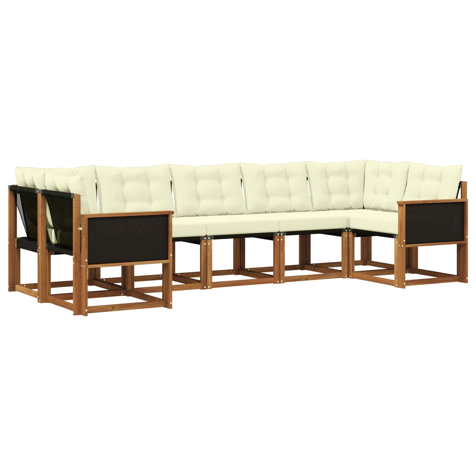 Outdoor-Sofagarnitur mit Kissen 7 pcs Natur und Creme
