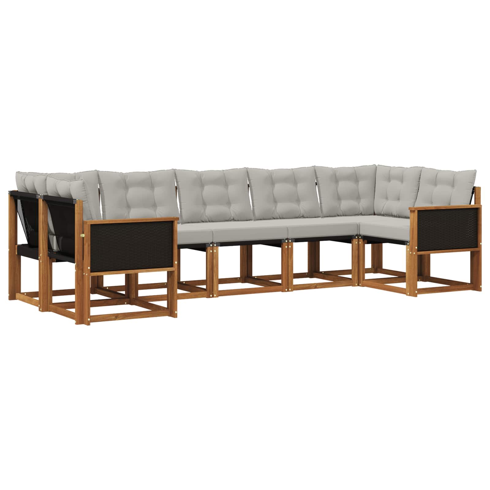 Outdoor-Sofagarnitur mit Kissen 7 pcs Natur und Hellgrau