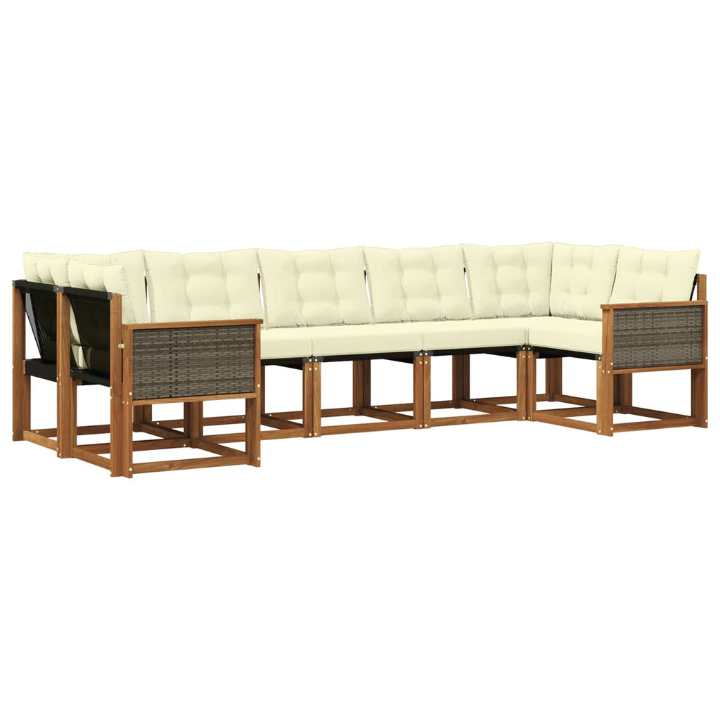 Outdoor-Sofagarnitur mit Kissen 7 pcs Natur und Creme