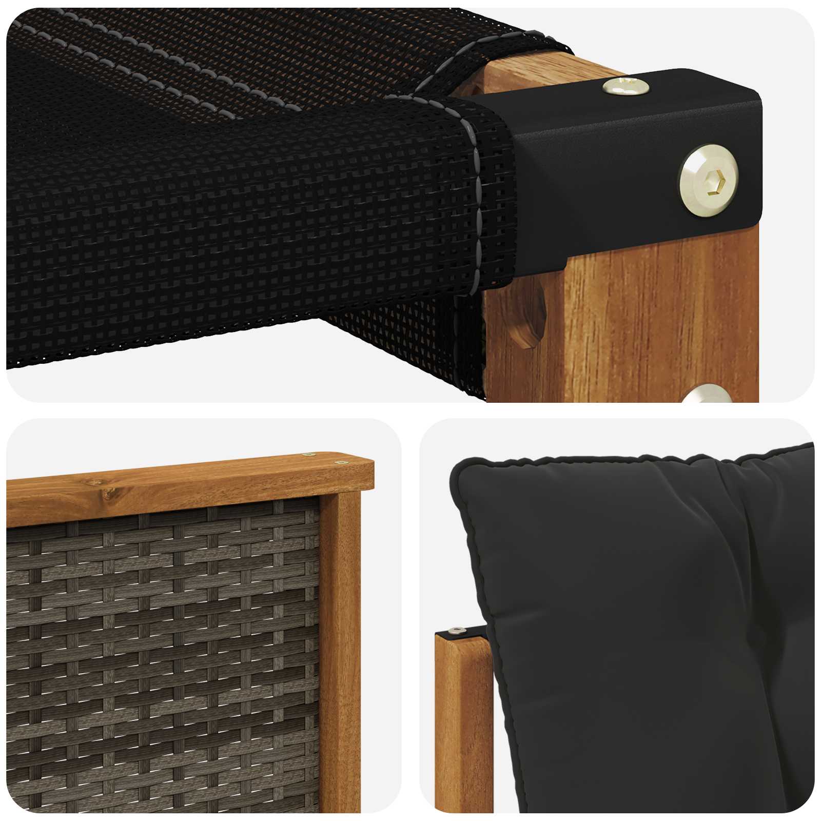 Outdoor-Sofagarnitur mit Kissen 7 pcs Natürlich und Schwarz