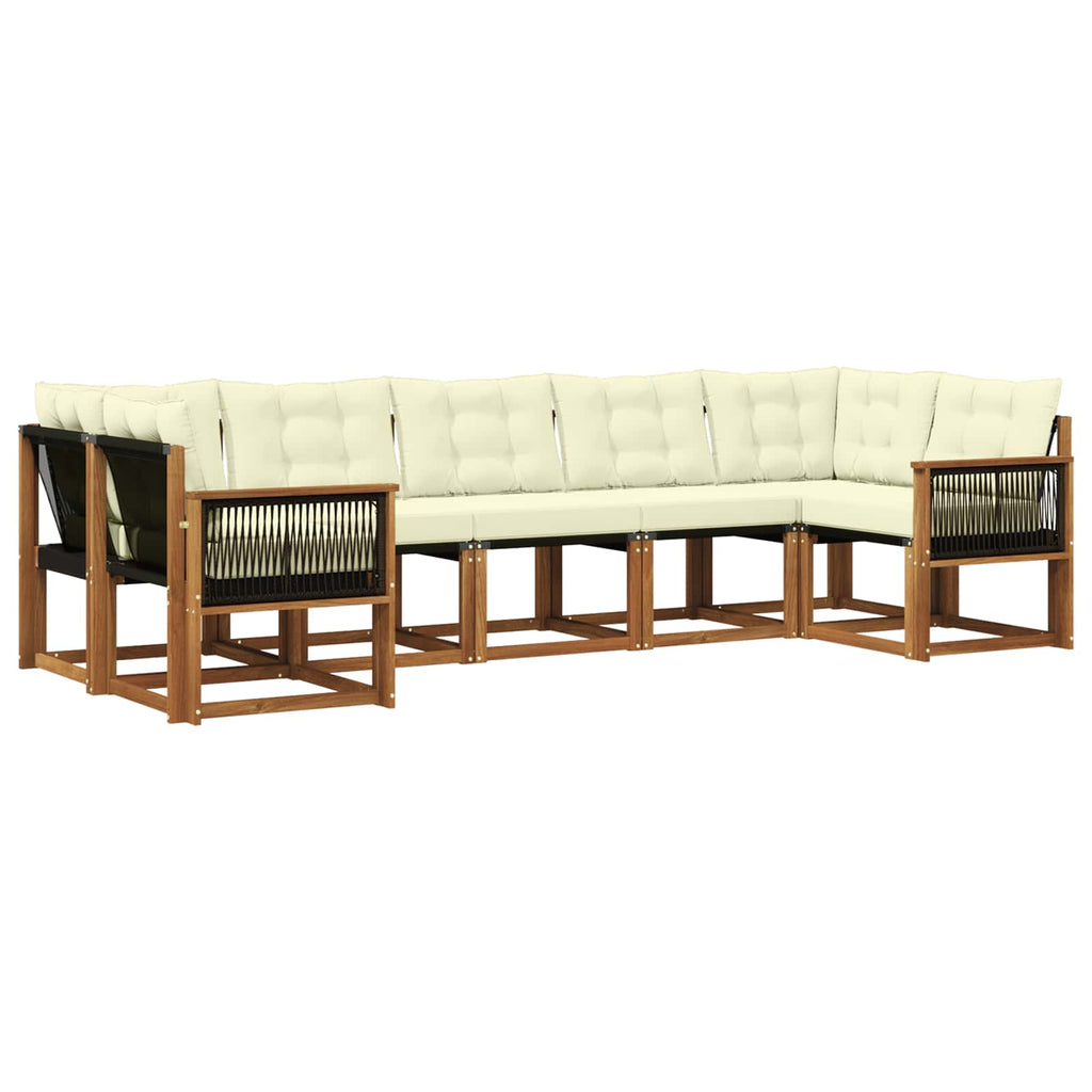 Outdoor-Sofagarnitur mit Kissen 7 pcs Natur und Creme