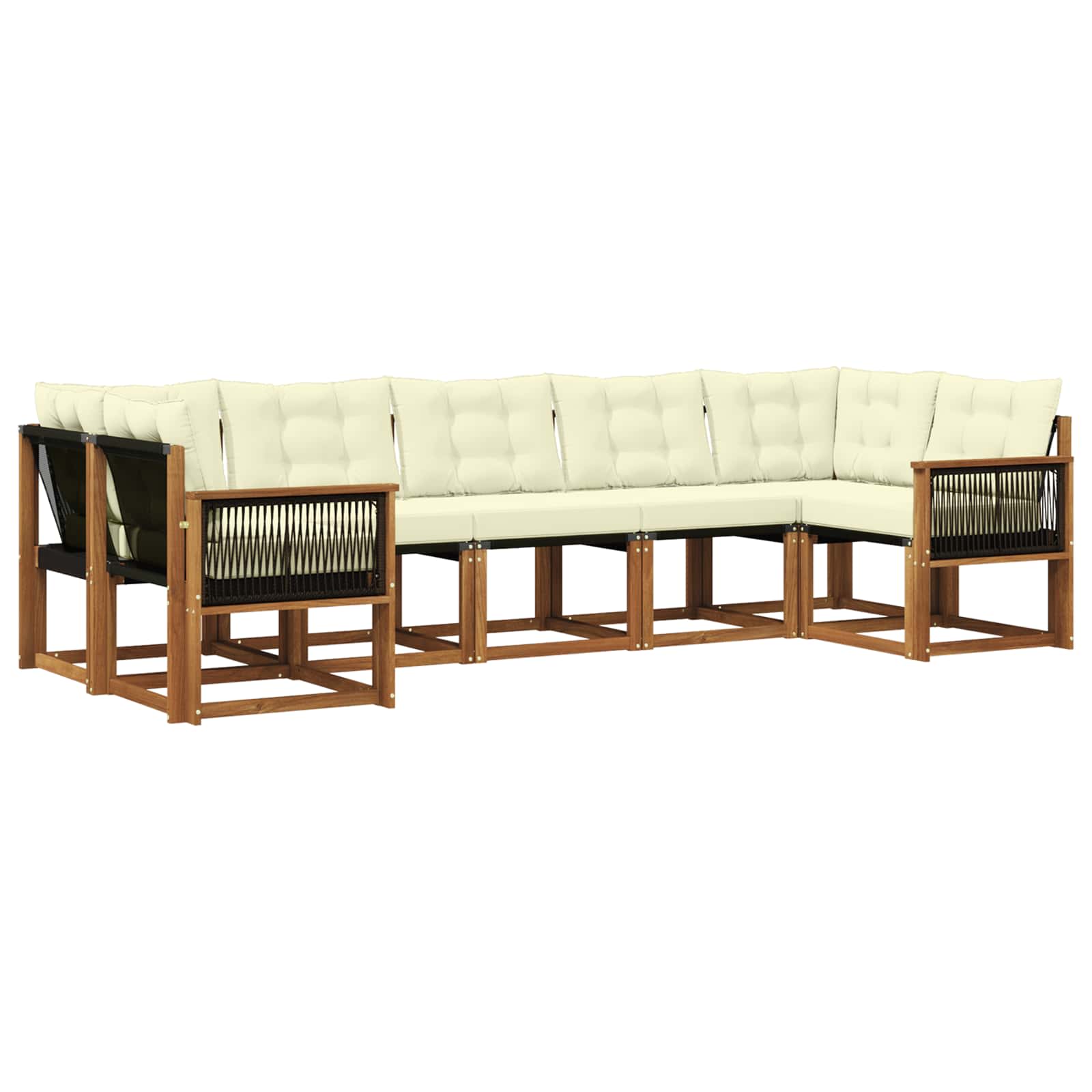 Outdoor-Sofagarnitur mit Kissen 7 pcs Natur und Creme