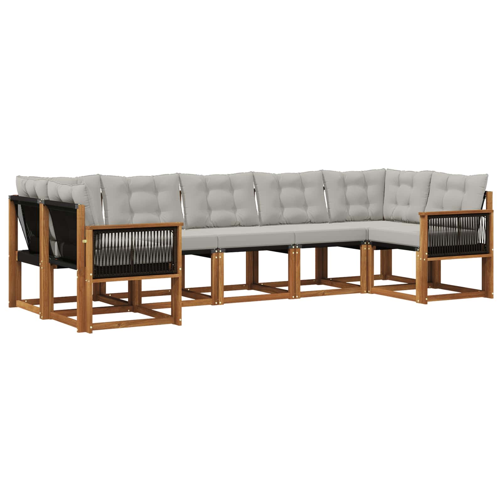 Outdoor-Sofagarnitur mit Kissen 7 pcs Natur und Hellgrau