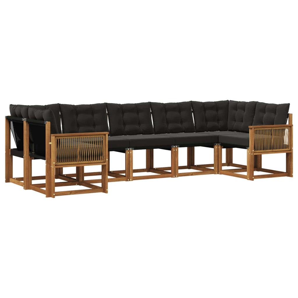 Outdoor-Sofagarnitur 7 pcs Natürlich und Schwarz