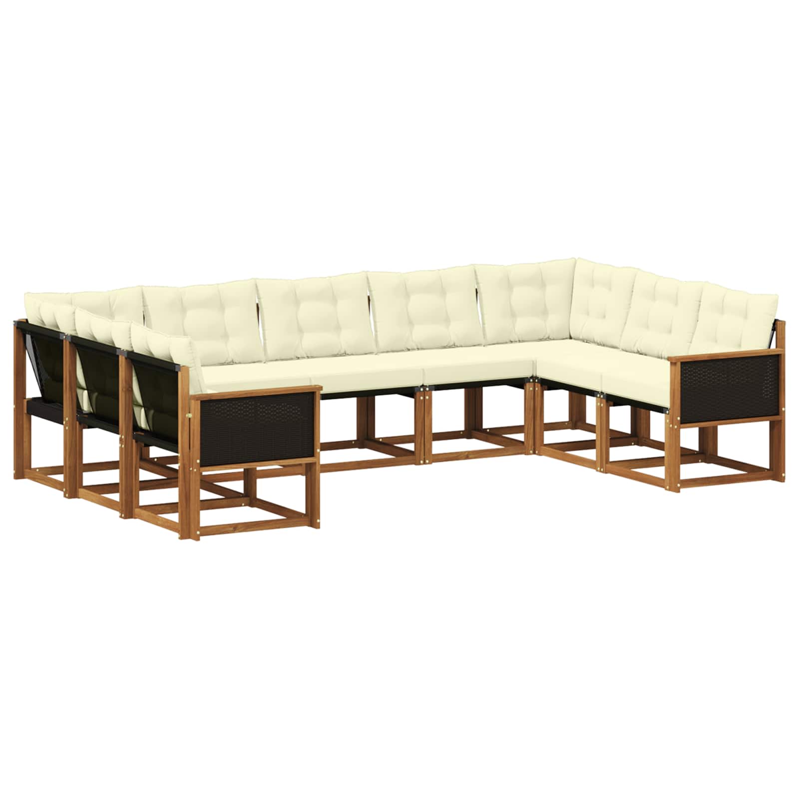 Outdoor-Sofagarnitur mit Kissen 9 pcs Natur und Creme