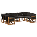 Outdoor-Sofagarnitur mit Kissen 9 pcs Natürlich und Schwarz