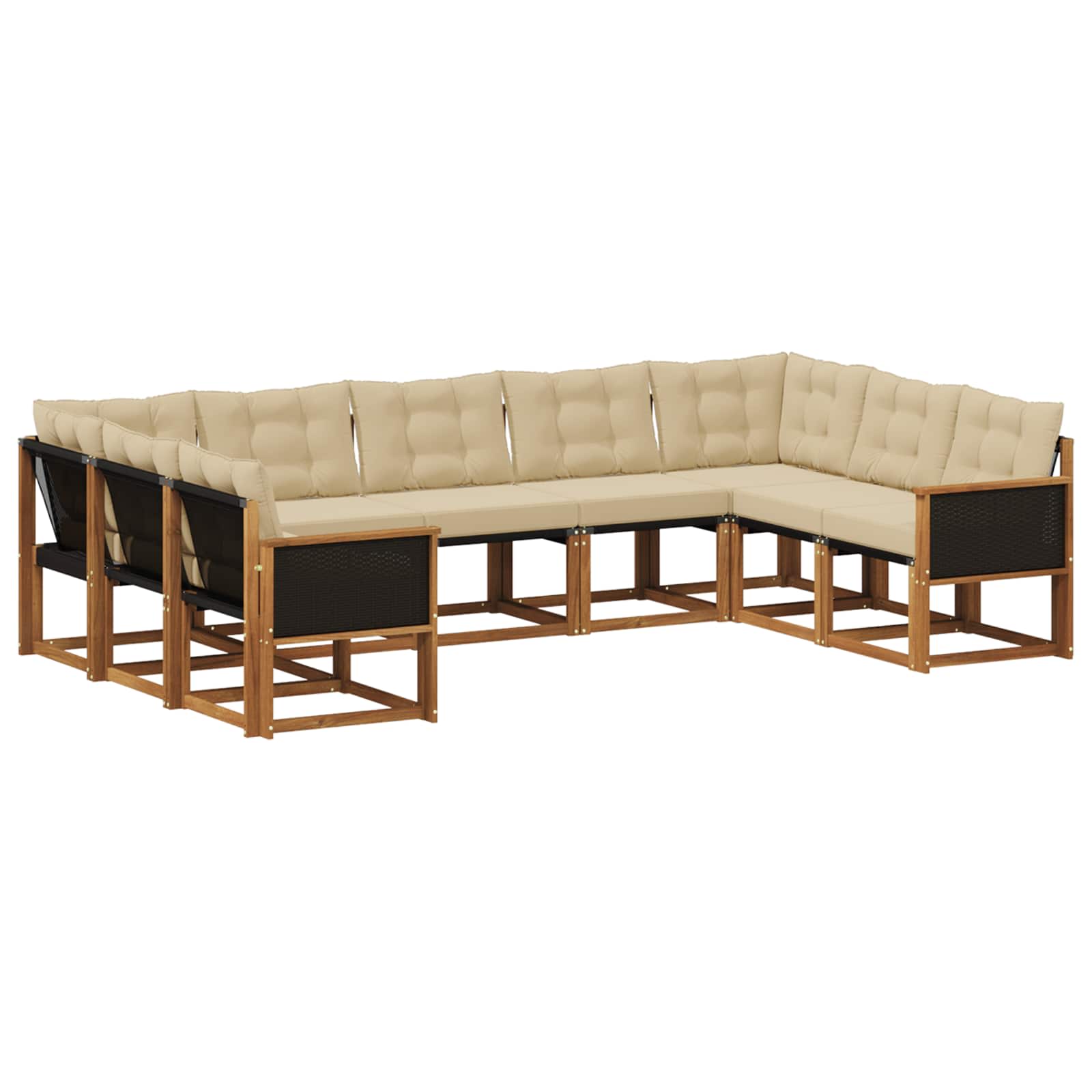 Outdoor-Sofagarnitur mit Kissen 9 pcs Natur und Beige